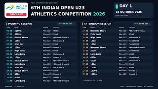 🔴 LIVE | DAY 1 | 6TH INDIAN OPEN U23 ATHLETICS COMPETITION 2026 | 16 OCTOBER | JAIPUR