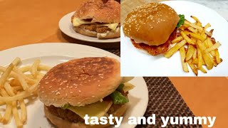 Crispy & Spicy Chicken Burger/ Oil Free French Fries In Air fryer/#Zahra's quite Kitchen