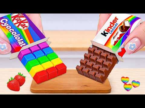 Miniature Rainbow Cake Decorating 🍫🌈 ASMR Amazing Rainbow Chocolate KitKat & Kinder Cake