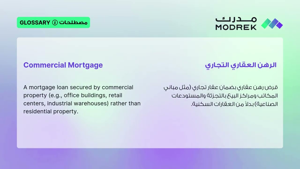 Meaning of Commercial Mortgage | معنى الرهن العقاري التجاري