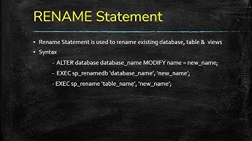 9. Rename Statement - SQL - @CodeFlew