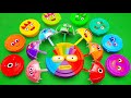 Cleaning cocomelon in umbrella shapes with rainbow slime mixing coloring satisfying asmrs