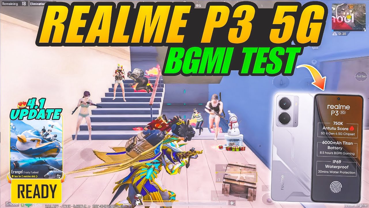 🔥Realme P3 5G BGMI Test Update 4.1 with Fps Meter: SD 6 Gen 4 Showdown!!