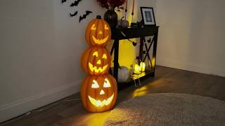 3-Ft. Jack-o-Lantern Stack Statue with LED Lights