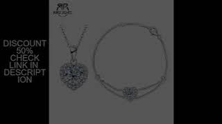 AnuJewel 1ct D Color Moissanite Heart Necklace Bracelet 925 Sterling Silver Wedding Jewelry Set Vale
