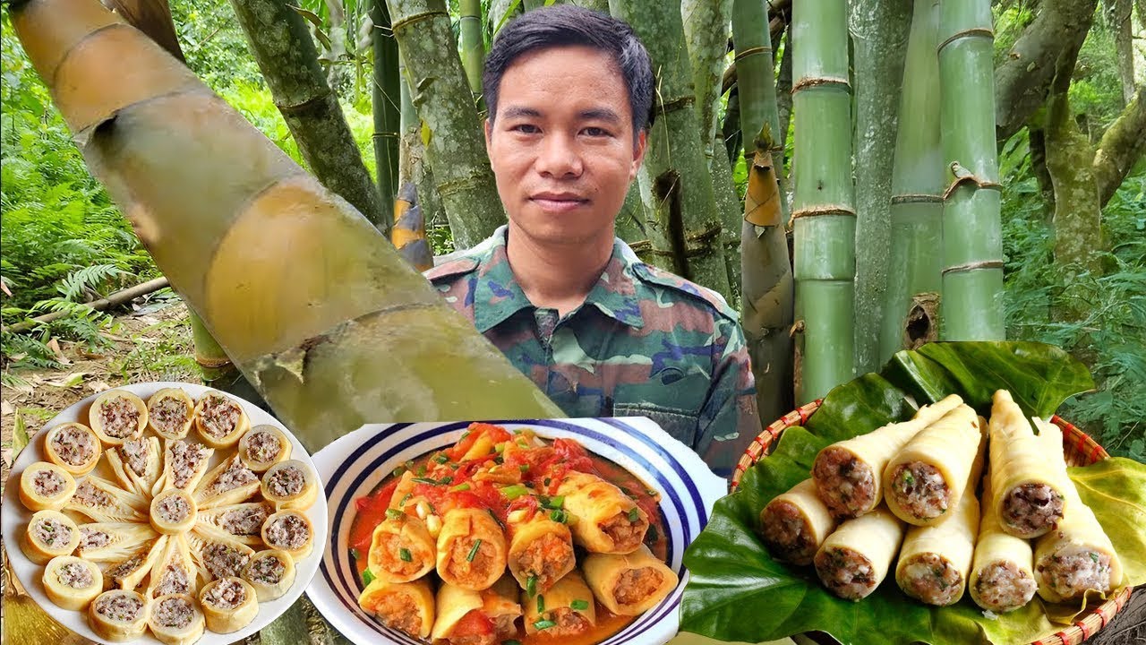 How to Make Bamboo Shoots Stuffed with Pork - Harvesting Bamboo Shoots | Ly Tieu Ha's Husband