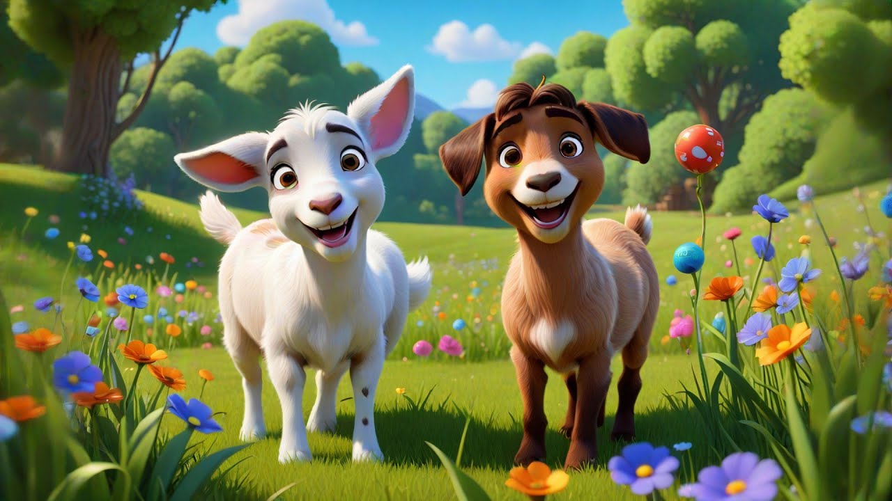 Three Jumpy Goats Learn to Share | Sharing Song for Kids | Fun Nursery ...
