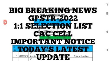BIG BREAKING NEWS/GPSTR 1:1 SELECTION LIST/COUNCILING DATE/STAY ORDER/TODAY