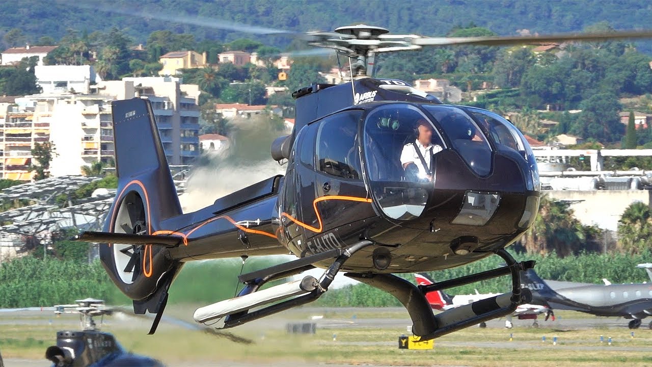 Airbus Helicopters H130  EC130 B4  AS355N | take off at Cannes airport LFMD