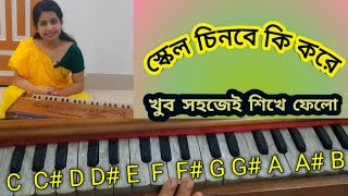 Scale chinbo ki kore(স্কেল চিনব কি করে)/harmonium lesson by Rajashri