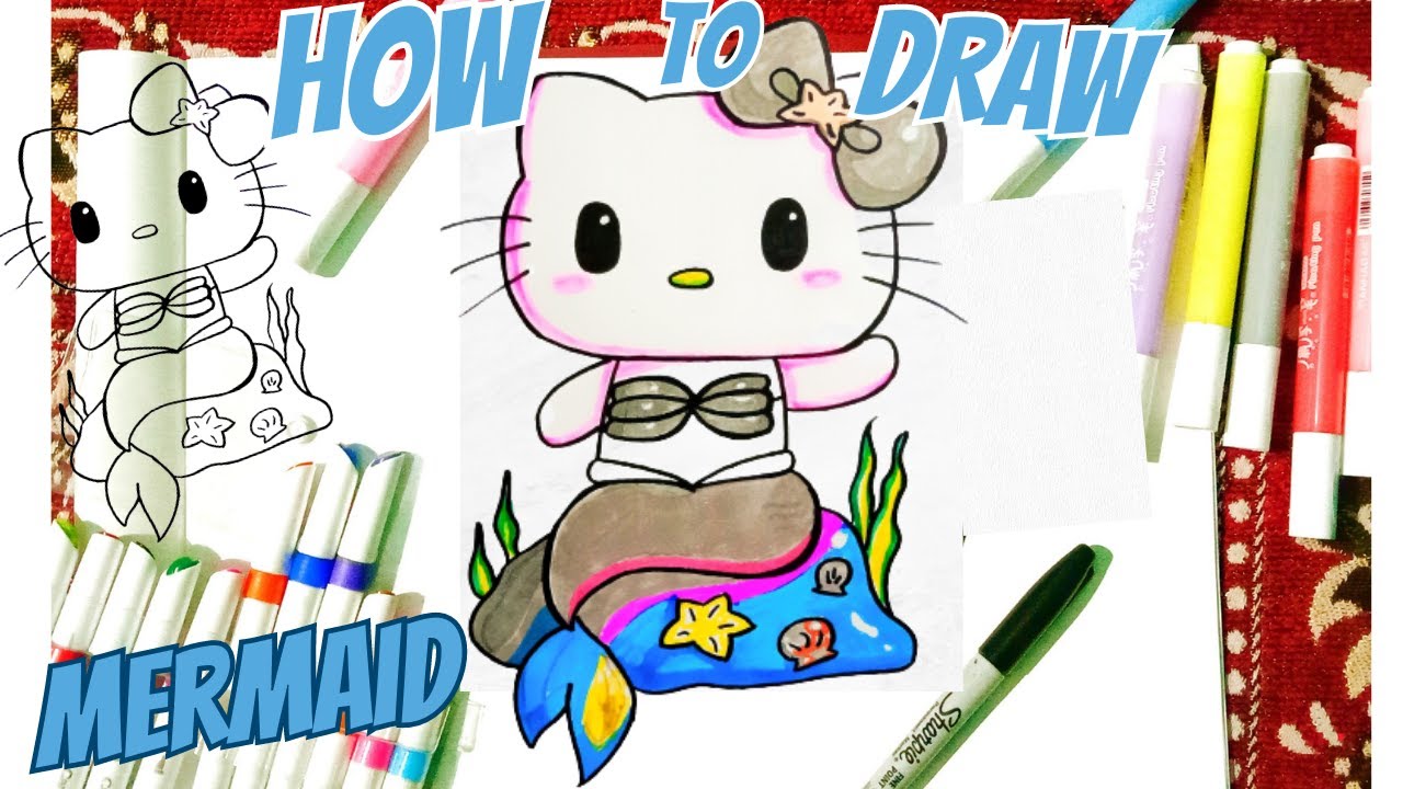 How To Draw Mermaid Hello Kitty, Step by Step, Drawing Guide, by Dawn -  DragoArt