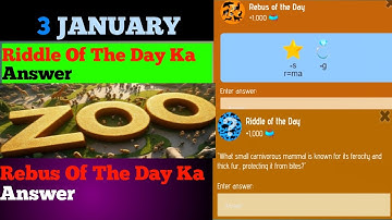 Riddle Of The Day Zoo 03 January | Rebus Of The Day Zoo 03 January | Zoo Rebus 0f The DayCode