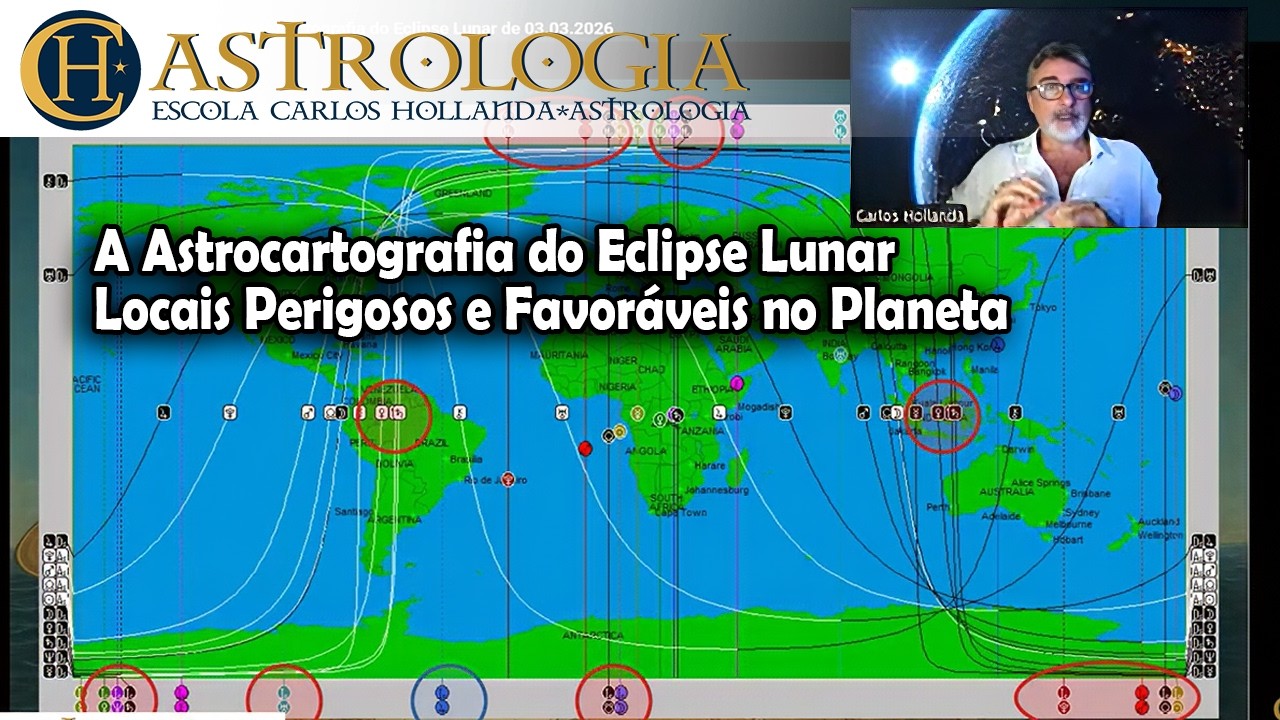 Os mais perigosos locais da Terra - Astrocartografia do Eclipse Lunar de 03.03.2026