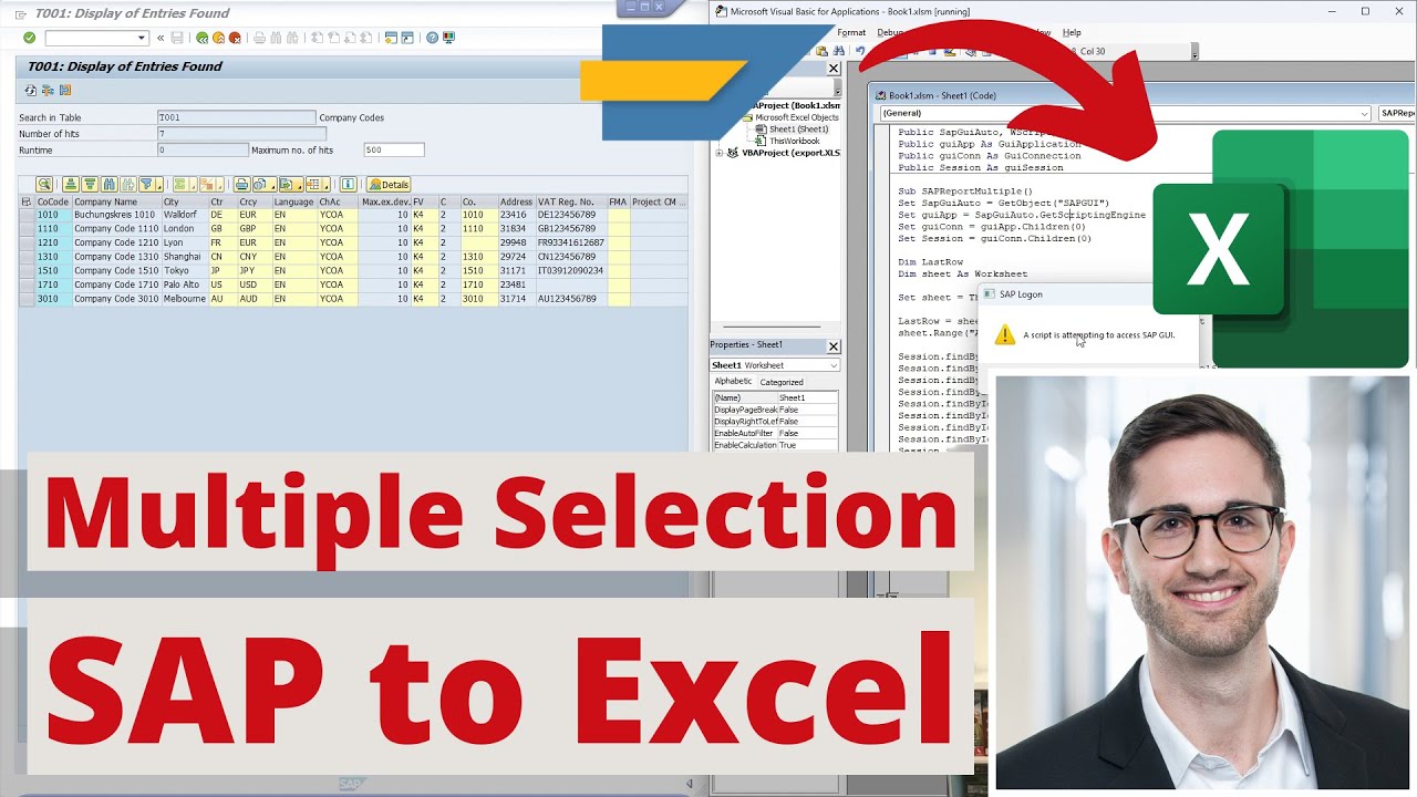 Excel в SAP — множественный выбор в скриптах SAP GUI