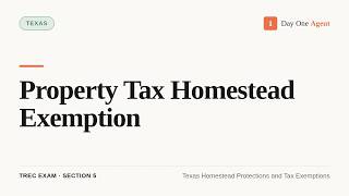 Property Tax Homestead Exemption (Texas Real Estate Exam Prep)