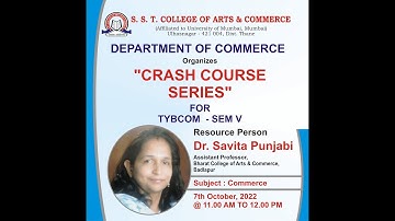 Episode - 3 Subject : Commerce (Sem V) ( Crash Course Series )
