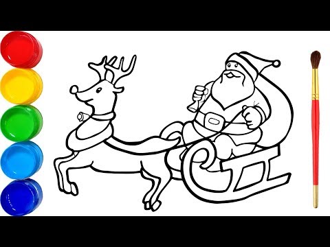 Vẽ và tô màu Ông già Noel | Bé Học Tô Màu | Glitter Rudolph and Santa Coloring Pages For Kids