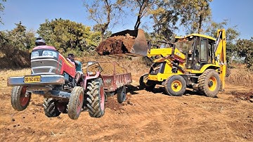 New Jcb 3dx backhoe machine Loading Red Mud In Mahindra yuvo 475 DI | Jcb tractor cartoon gadi