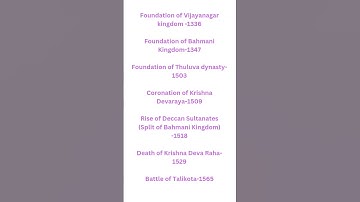 Timeline of Vijayanagar Kingdom