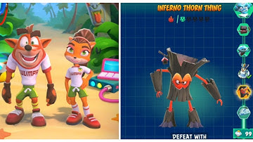 Crash Bandicoot: On the Run! Inferno Thorn Thing Defeated! Lvl 1