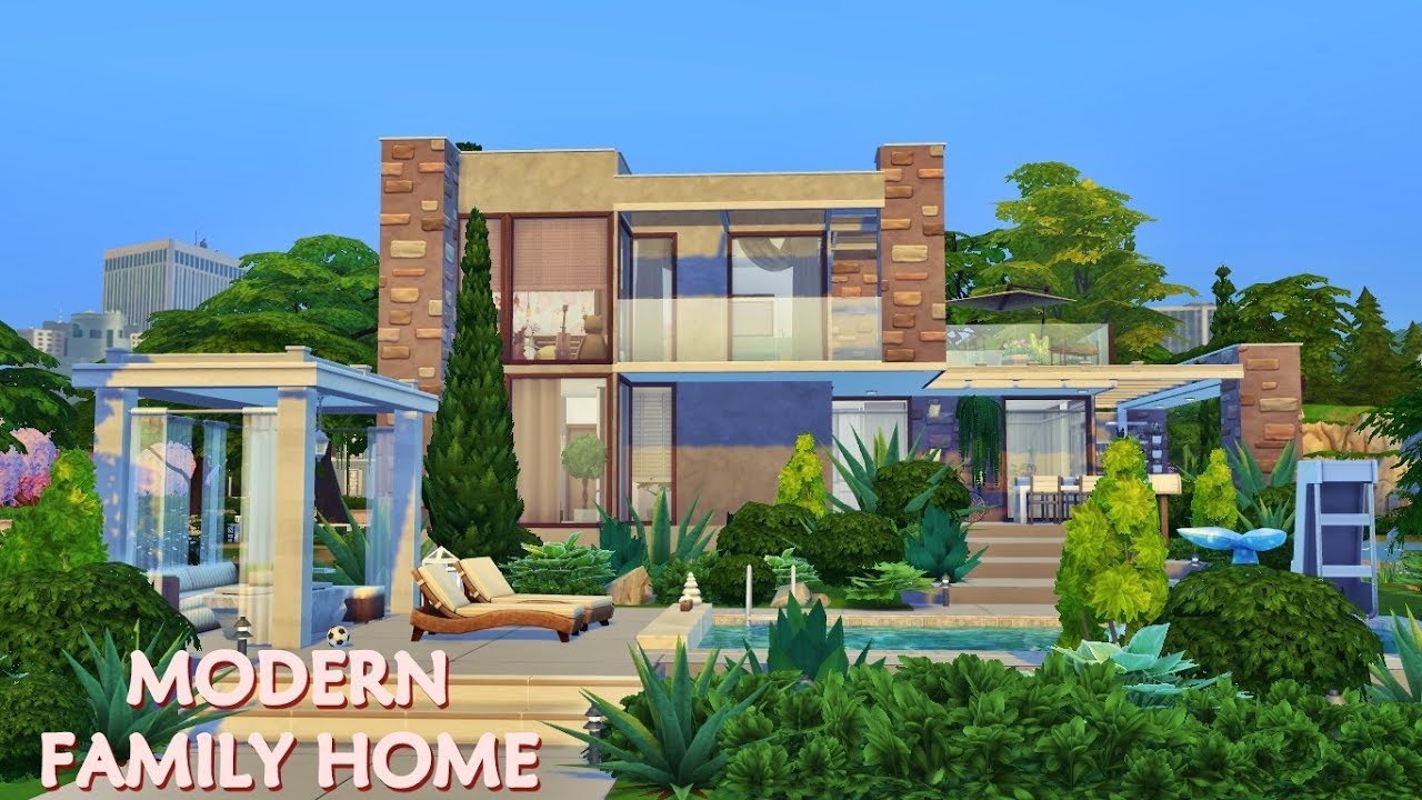 MODERN FAMILY HOME 🏡 Speed Build Sims 4 | Stop Motion | No CC - YouTube