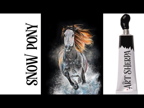 Easy Painting in acrylic Horse Running in the snow Live Streaming