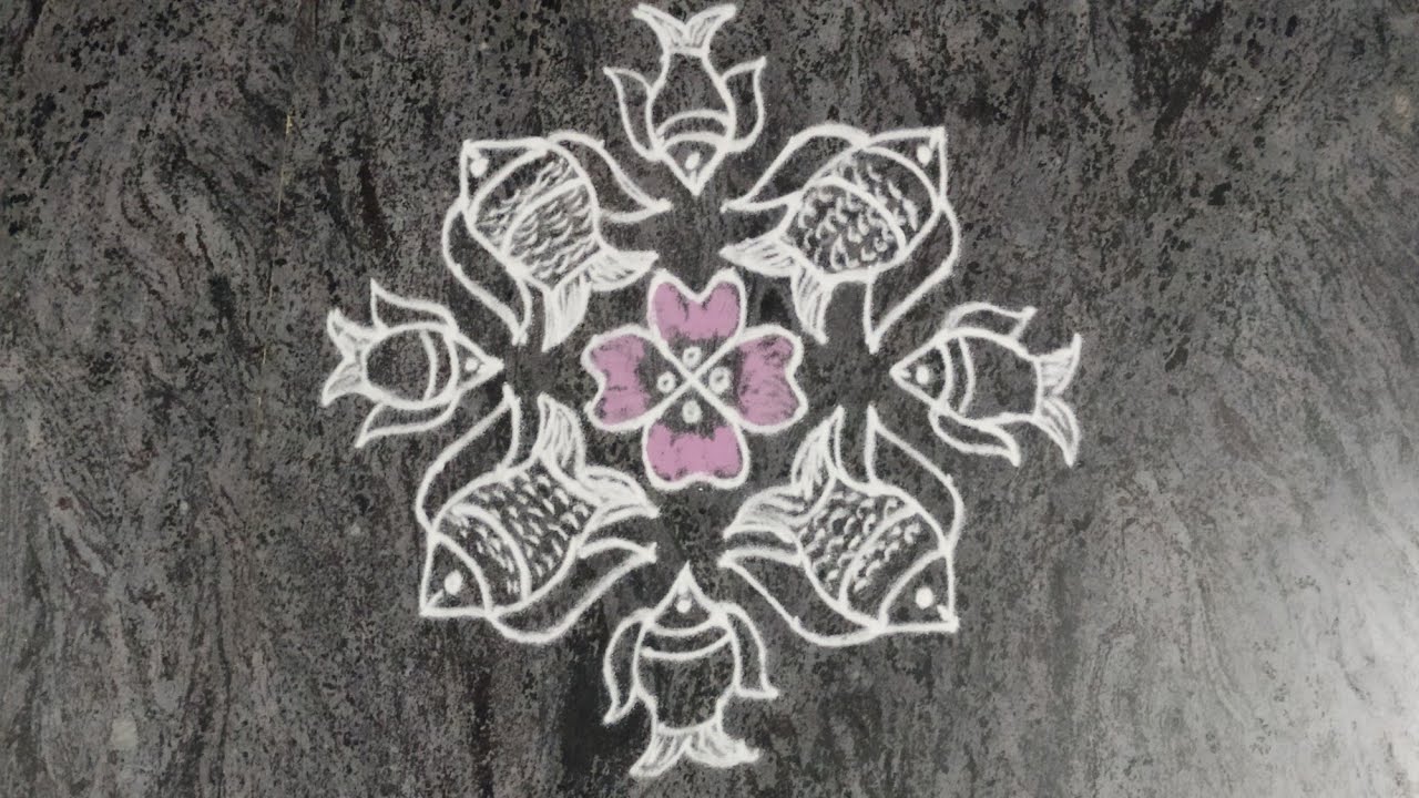 pulli kolam/easy Rangoli/daily village Rangoli/fish muggulu/beautiful ...