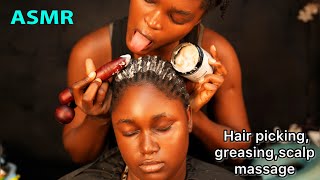 ASMR Hair picking,greasing,scalp massage with soft calming tingles for good sleep and relaxation  screenshot 5
