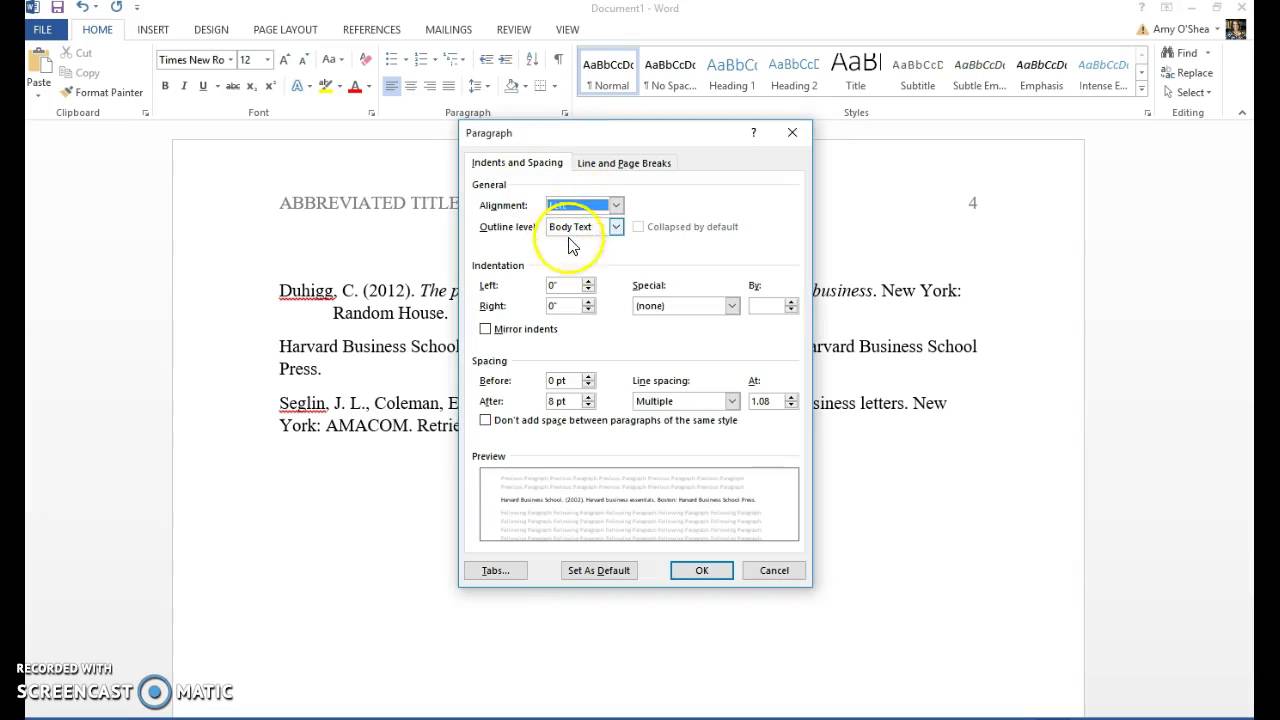 how to create hanging indent microsoft word 2016