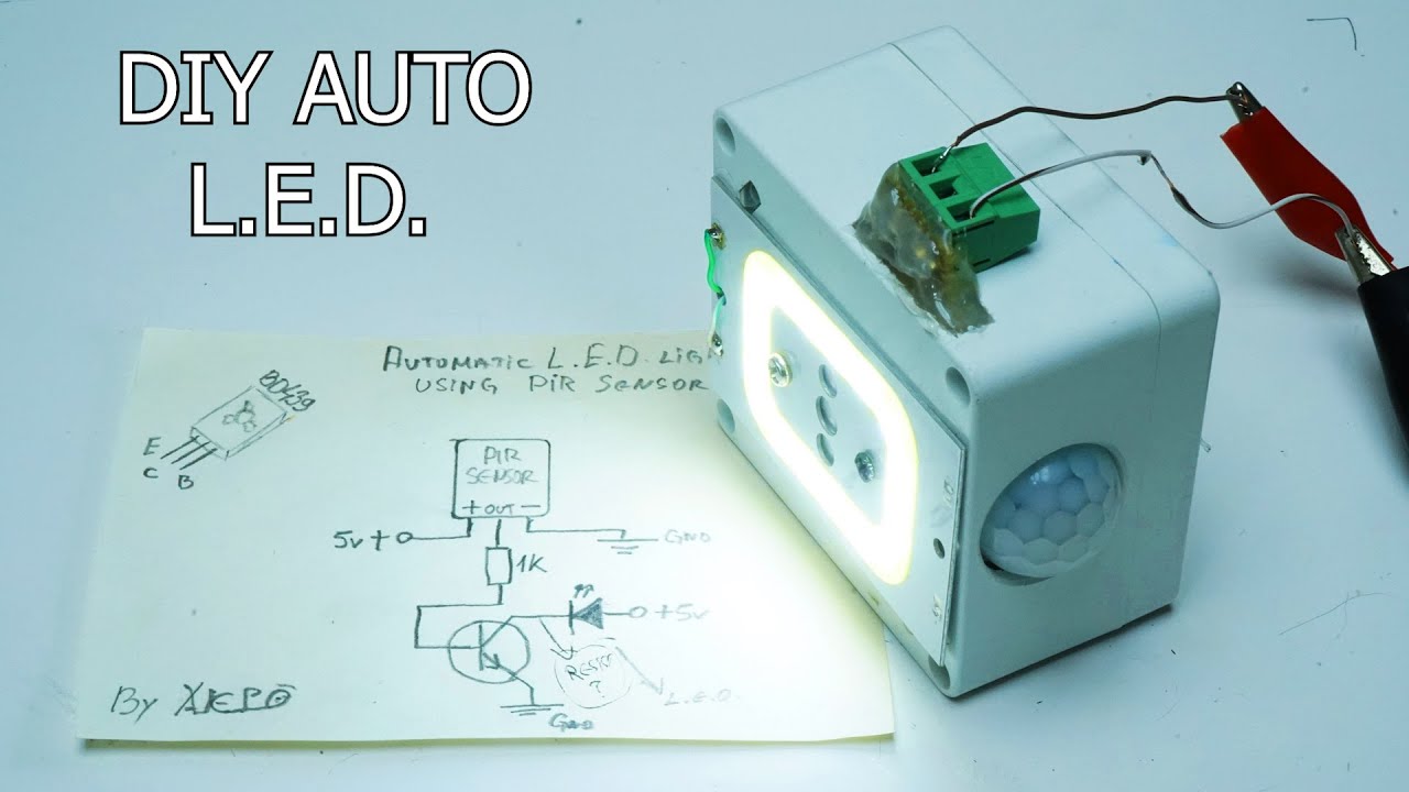 How To Make Automatic PIR sensor LED Light with schematic - YouTube