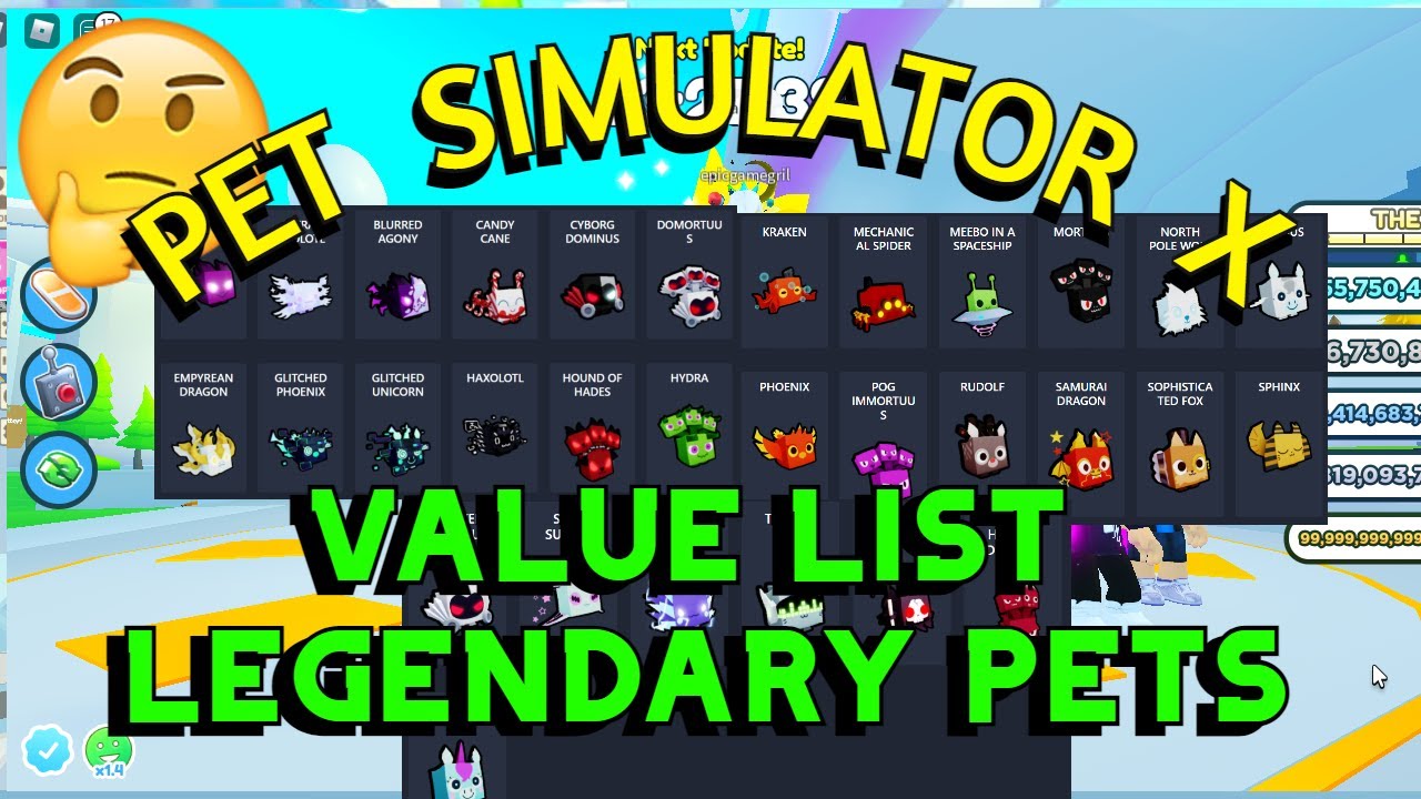 Pet simulator x value list Exclusive, legendry, mythical pets values in  gems 