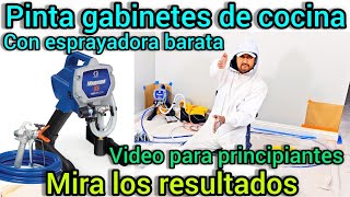 Como pintar gabinetes de cocina con esprayadora barata! pero un trabajo fino y profesional!