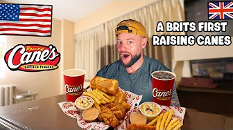 Brit's FIRST TIME trying Raising Canes in NYC!