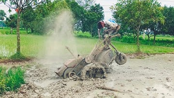 Mini Tractor, Power Tiller Accident || Power Tiller Accident in Deep Mud Part-4