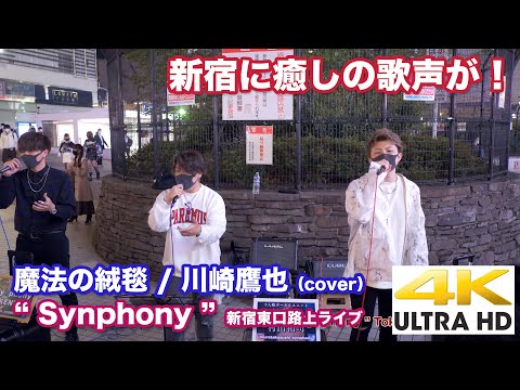 【4K】新宿に癒しの歌声が！　魔法の絨毯 / 川崎鷹也（cover） "Synphony " 2021.4.3 新宿東口路上ライブ 4K動画