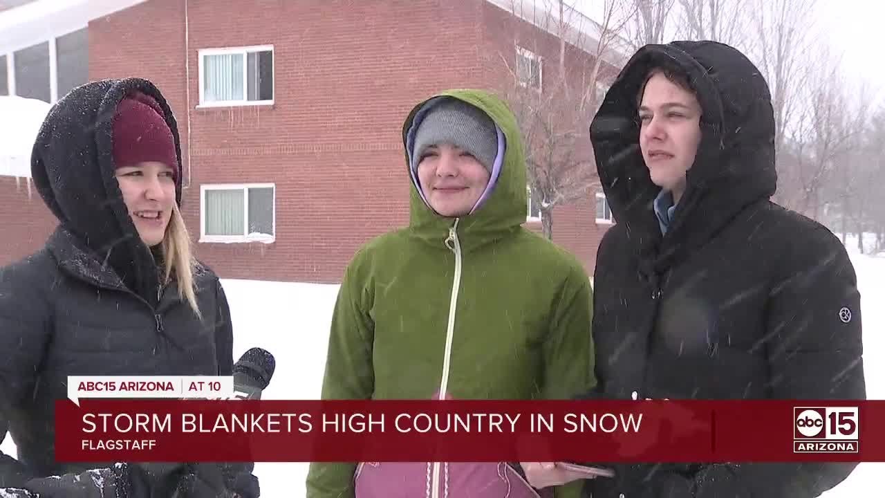 Storm bring snow, rain to arizona - YouTube