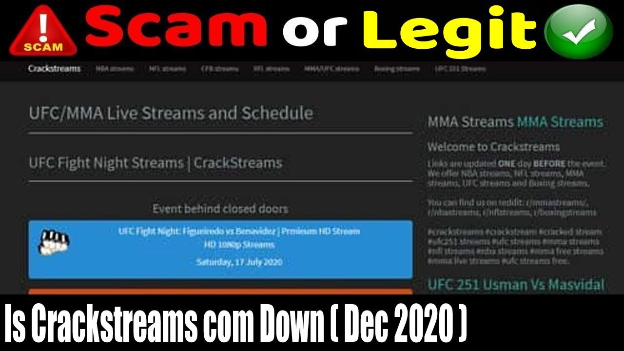 Is Crackstreams com Down (Dec 2020) Whats The Possible Alternative For It? Watch Now!