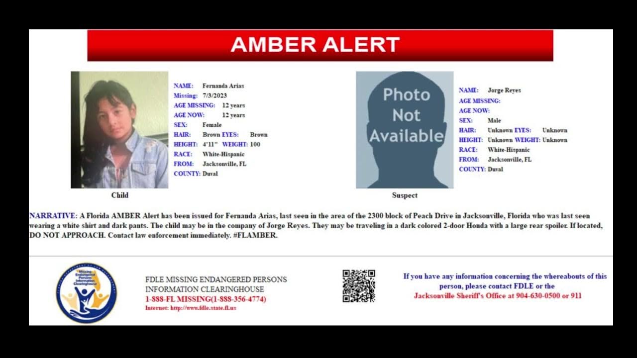 (CANCELLED FOUND SAFE) Amber Alert Florida YouTube
