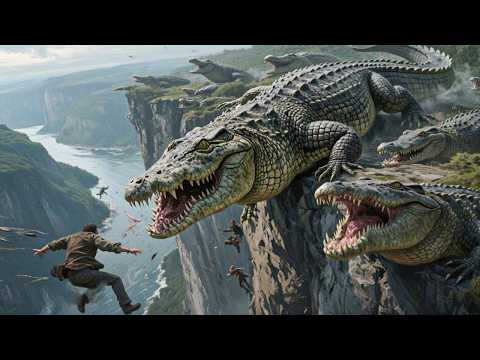 巨鳄追杀人类不慎跌落万米悬崖！危机重重！【巨鳄 Mega Crocodile】