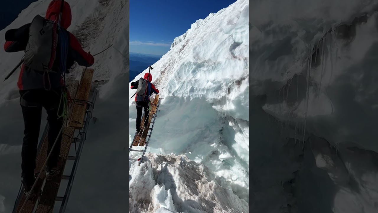 Climbing Over a GIANT Crevasse on Mt. Rainier 😮