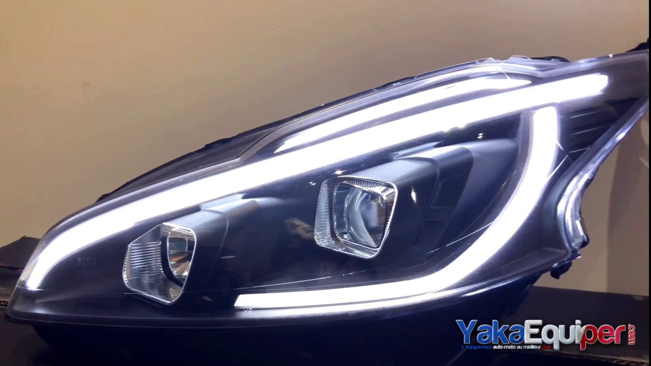 Phares avant Peugeot 208 LTI LED look GTI xenon Noir YouTube
