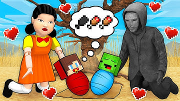 JJ and Mikey Adopted by DOLL & FRONT MAN Squid Game Family in Minecraft - Maizen