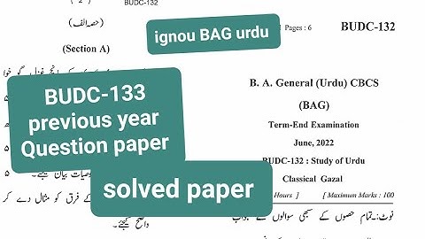 #ignouBAGurdu book #BUDC132/June 2022 ki solved question paper/previous yaar question paper