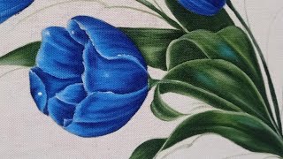 Como pintar Tulipa azul passo a passo - Pintura em tecido screenshot 4