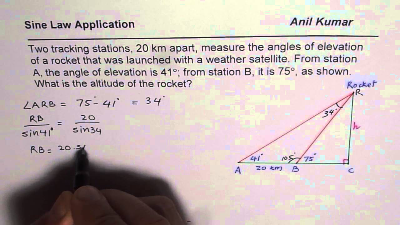 Altitude Of Rocket From Angle Of Elevation From Two Stations 20 Km Altitude Of Rocket From Angle Of Elevation From Two Stations 20 Km