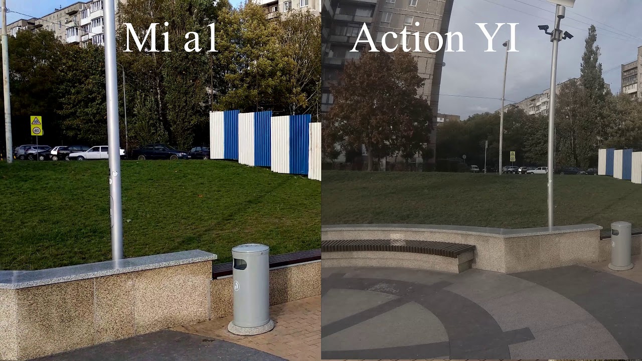 Compare Mi a1 and Action Cam Yi 4k raw footage