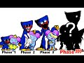 FNF comparison Battle Huggy Wuggy &amp; Pibby - ALL Phases of fnf Characters Animation