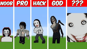 JEFF THE KILLER ANIME Pixel Art Build in Minecraft Noob vs Pro vs Hacker vs God Minecraft Animation
