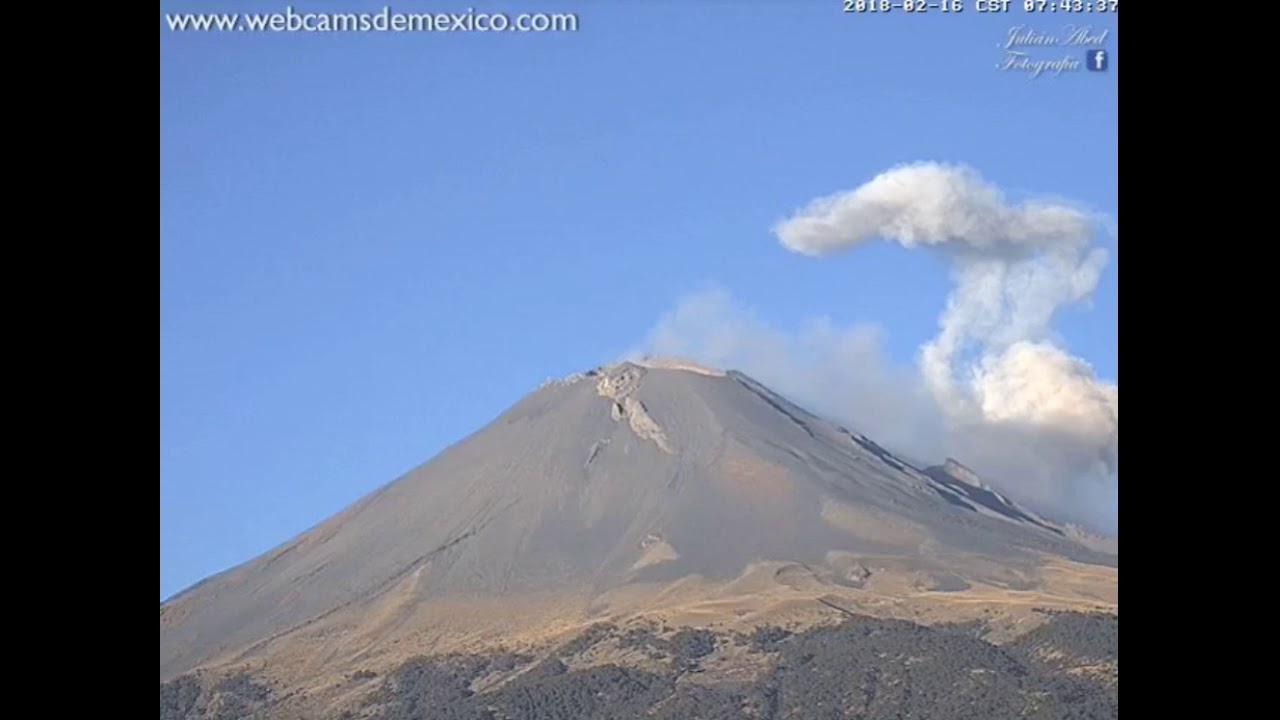 Popocatepetl Volcano ~ Real Time Eruption ~ 02/16/18 cloud nine