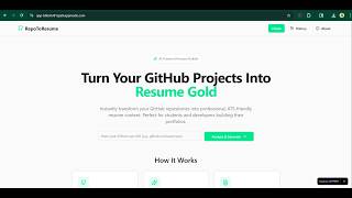 RepoToResume — Turn Any GitHub Repo Into Resume Content Instantly | Built with MeDo